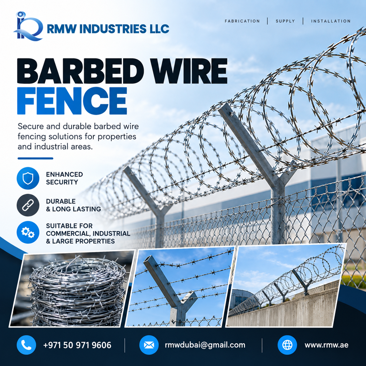 Barbed Wire Fence in UAE by RMW Industries