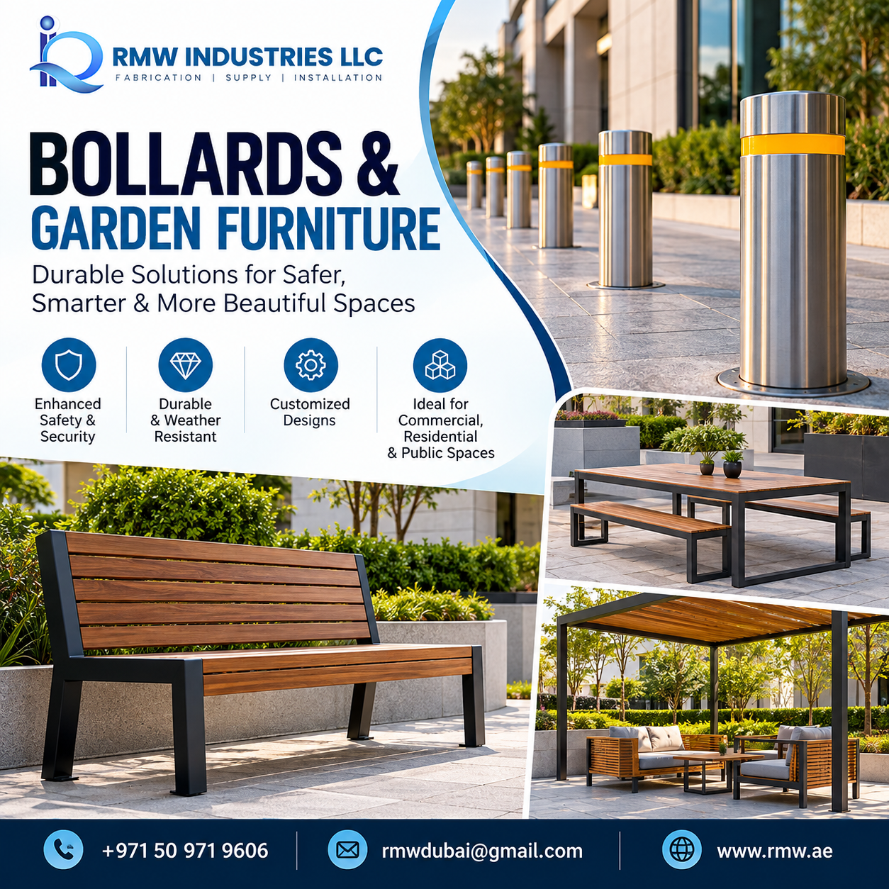 Bollards & Garden Furniture in UAE by RMW Industries