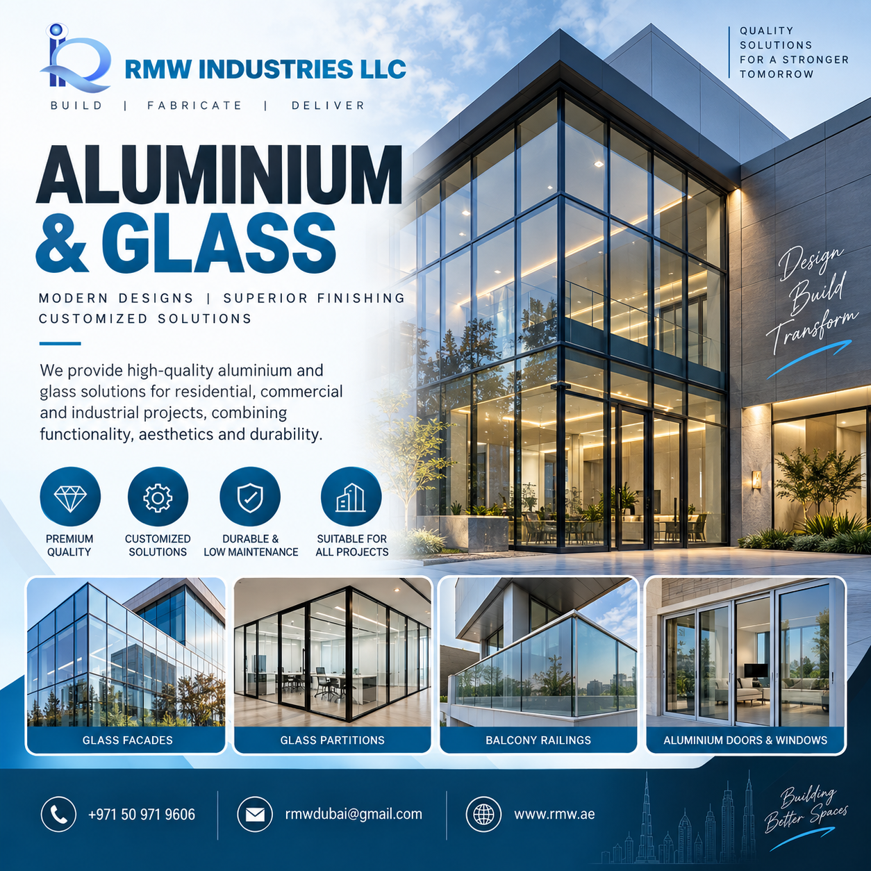 Aluminium & Glass Work in UAE by RMW Industries